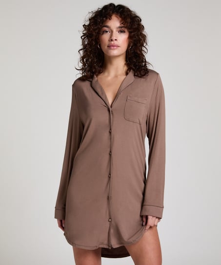 Essential Jersey Shirtdress, Brown