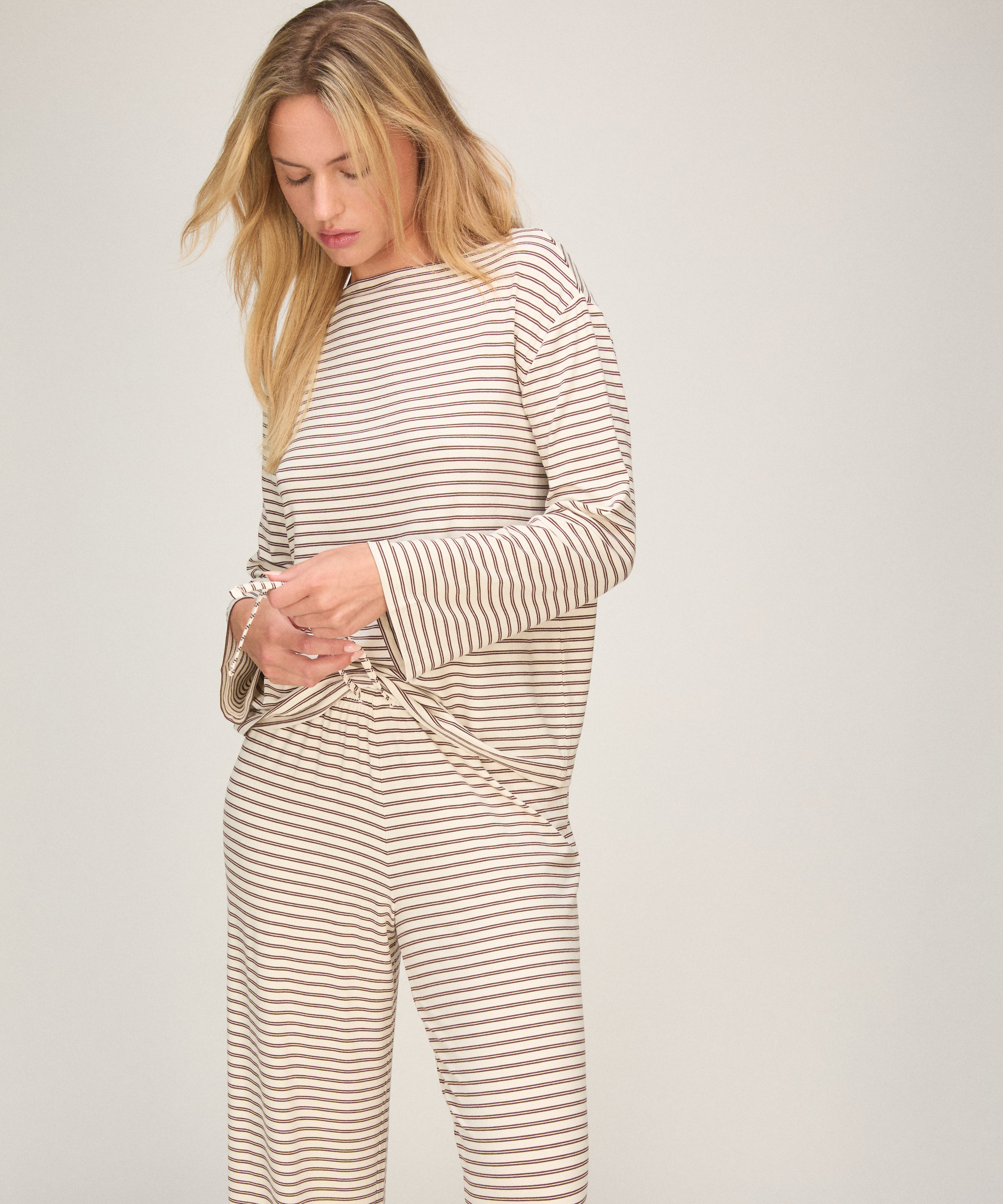 Pyjama Top Loose Jersey, White, main