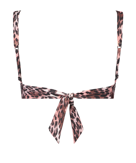 Leopard triangle bikini top, Black