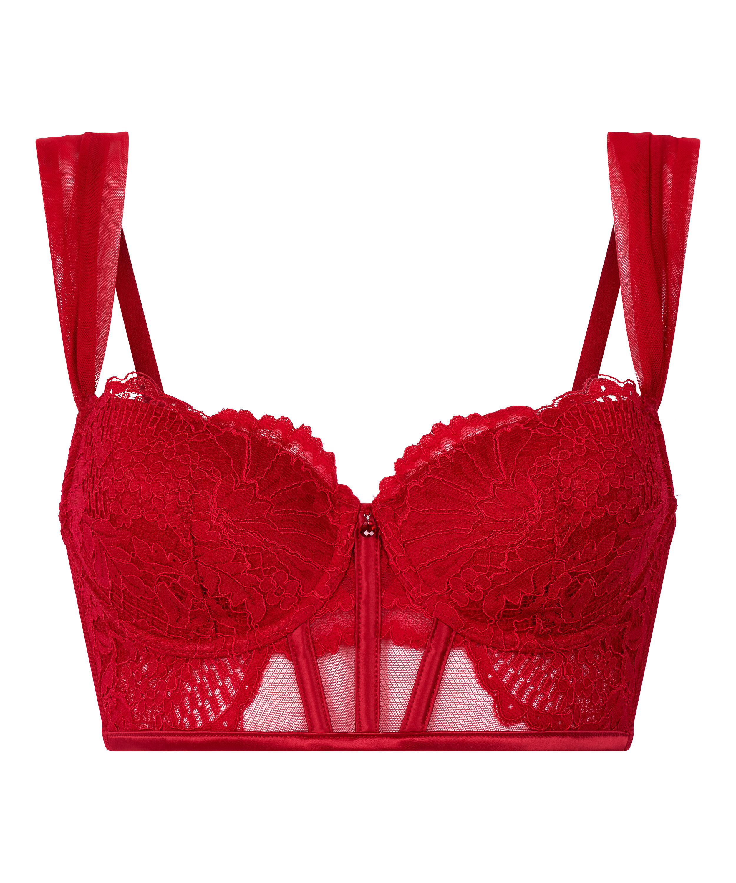 Whitney Padded Underwired Longline Bra, Red