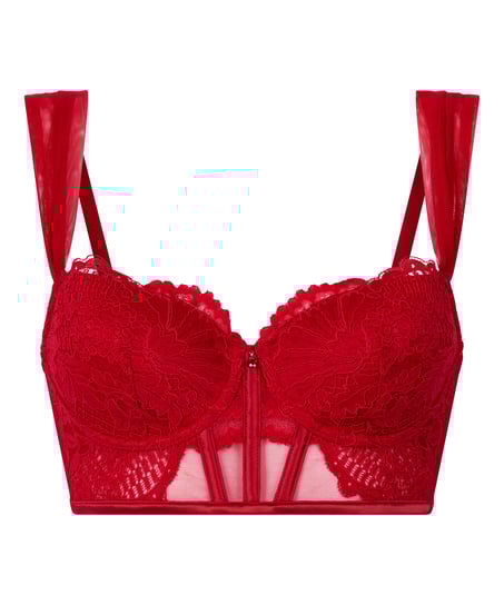 Whitney Padded Underwired Longline Bra, Red