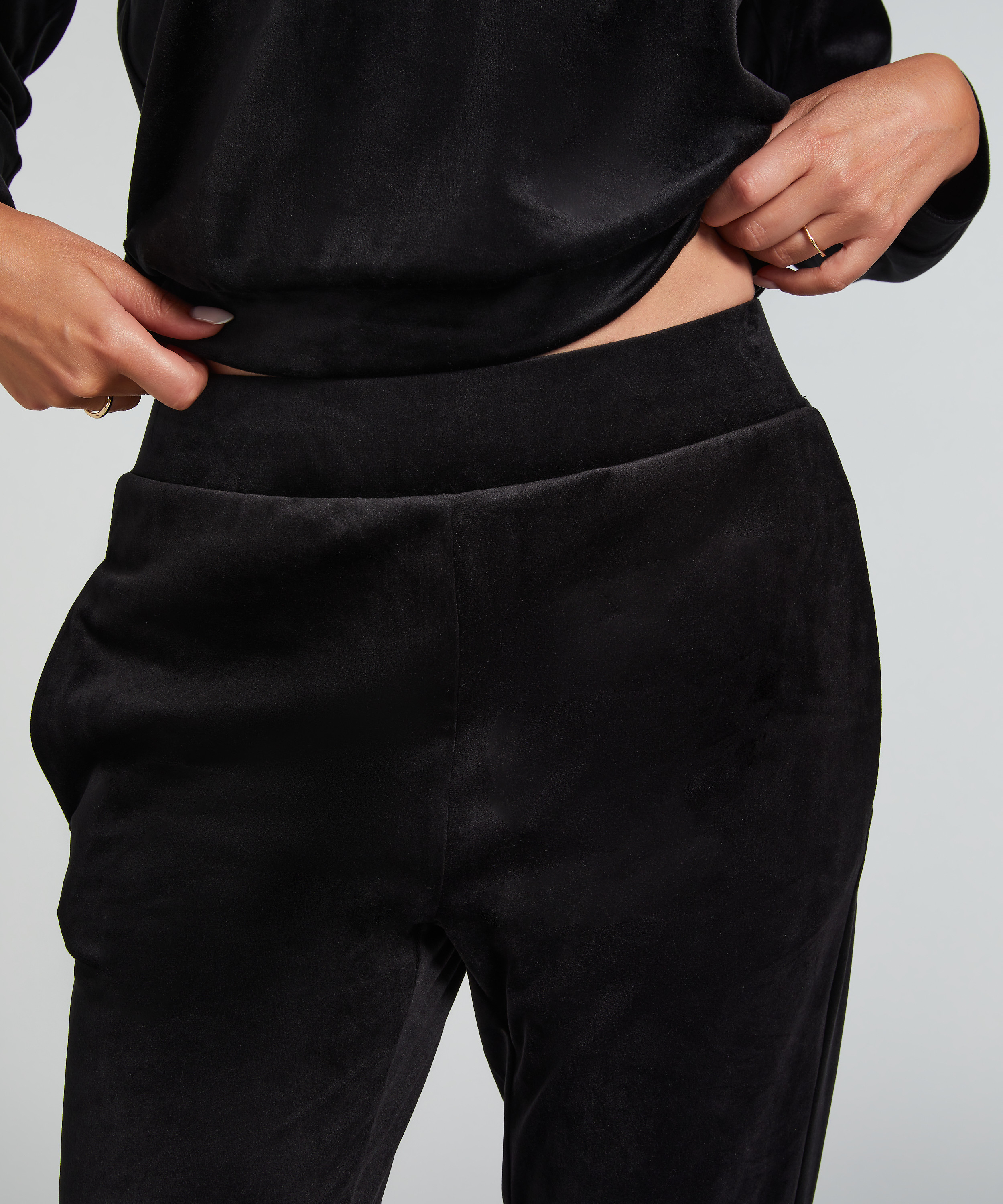 Velours Jogging Pants, Black, main