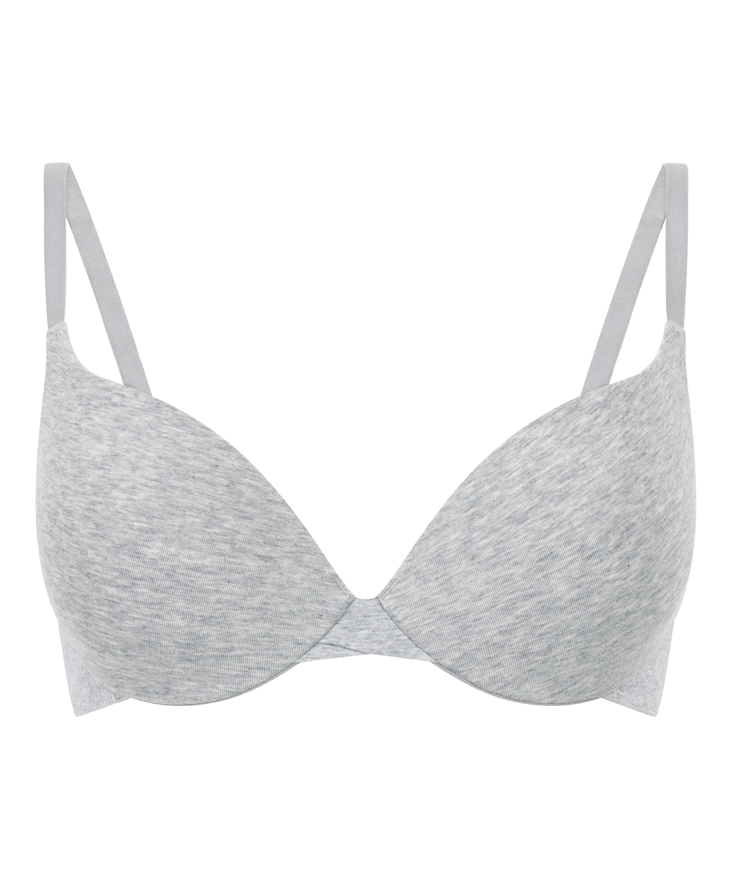Cotton Padded Underwired Push-Up Bra, Gray