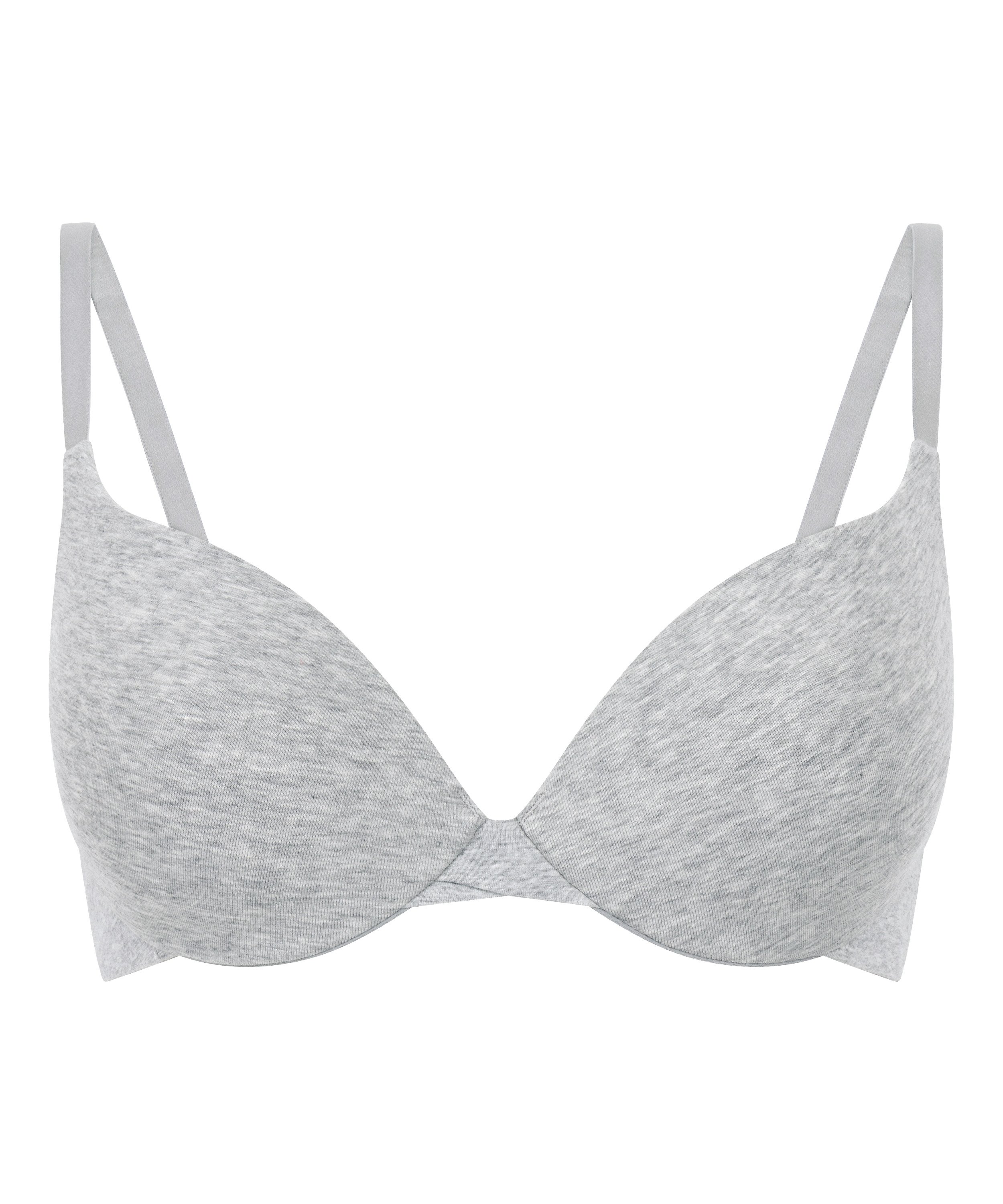 Cotton Padded Underwired Push-Up Bra, Gray, main
