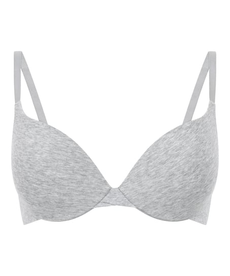 Cotton Padded Underwired Push-Up Bra, Gray