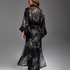 Lotus long chiffon kimono, Black