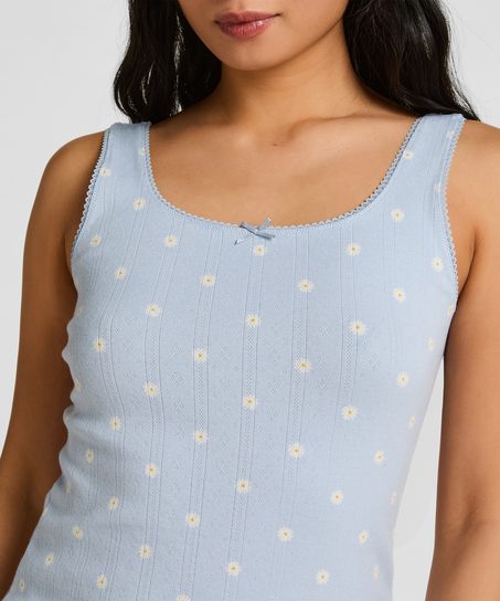 Pointelle Singlet, Blue