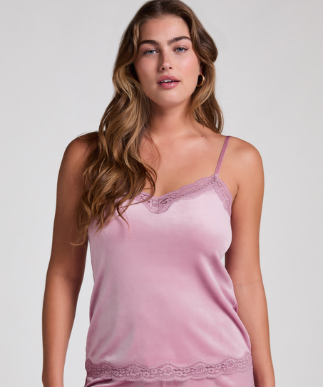 Velours Lace Cami Top, Purple
