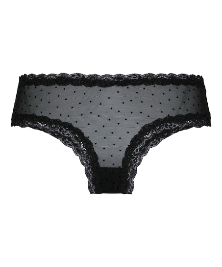 V-shaped Brazilian knickers mesh, Black