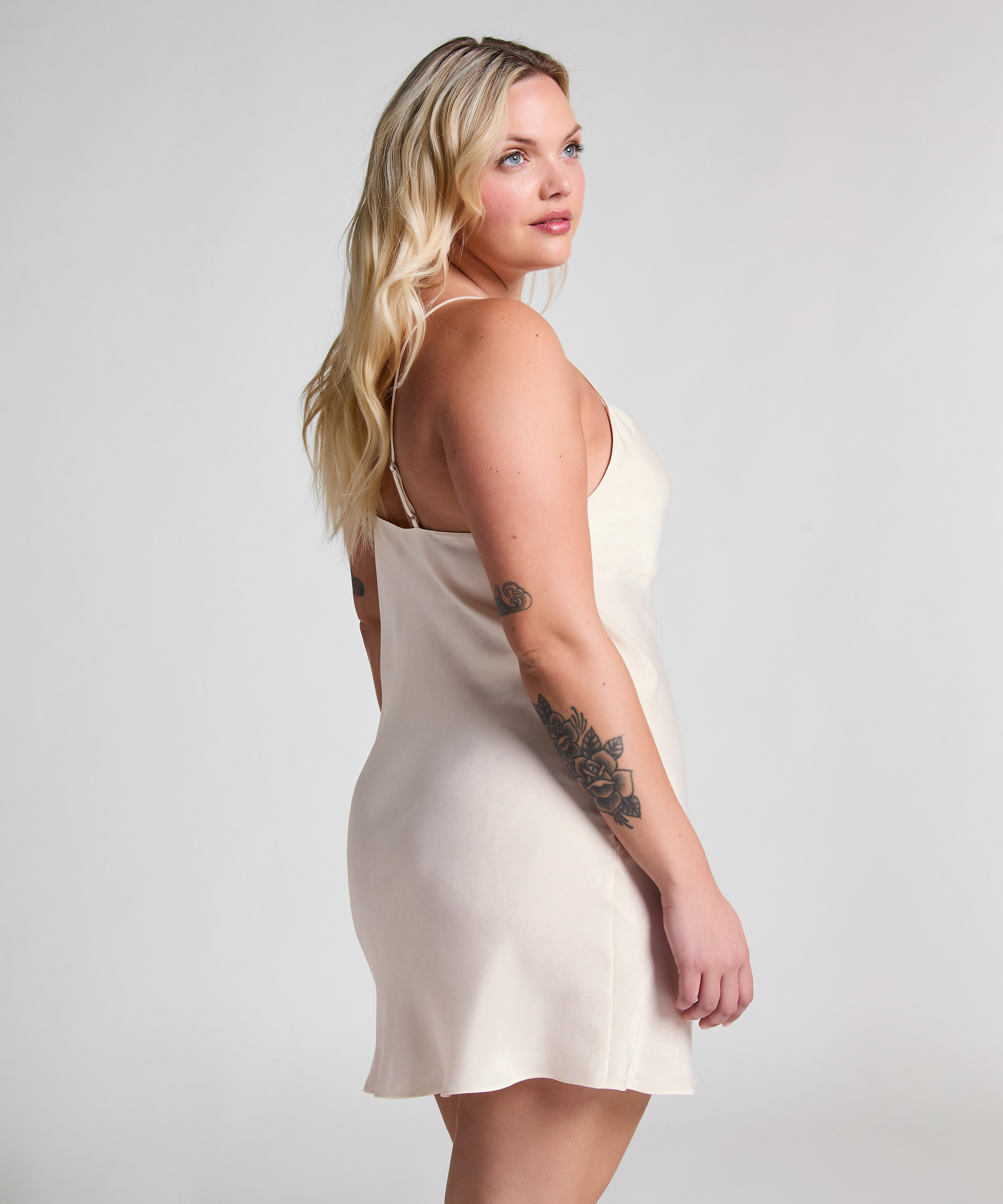Slipdress Satin Minimal, White, main