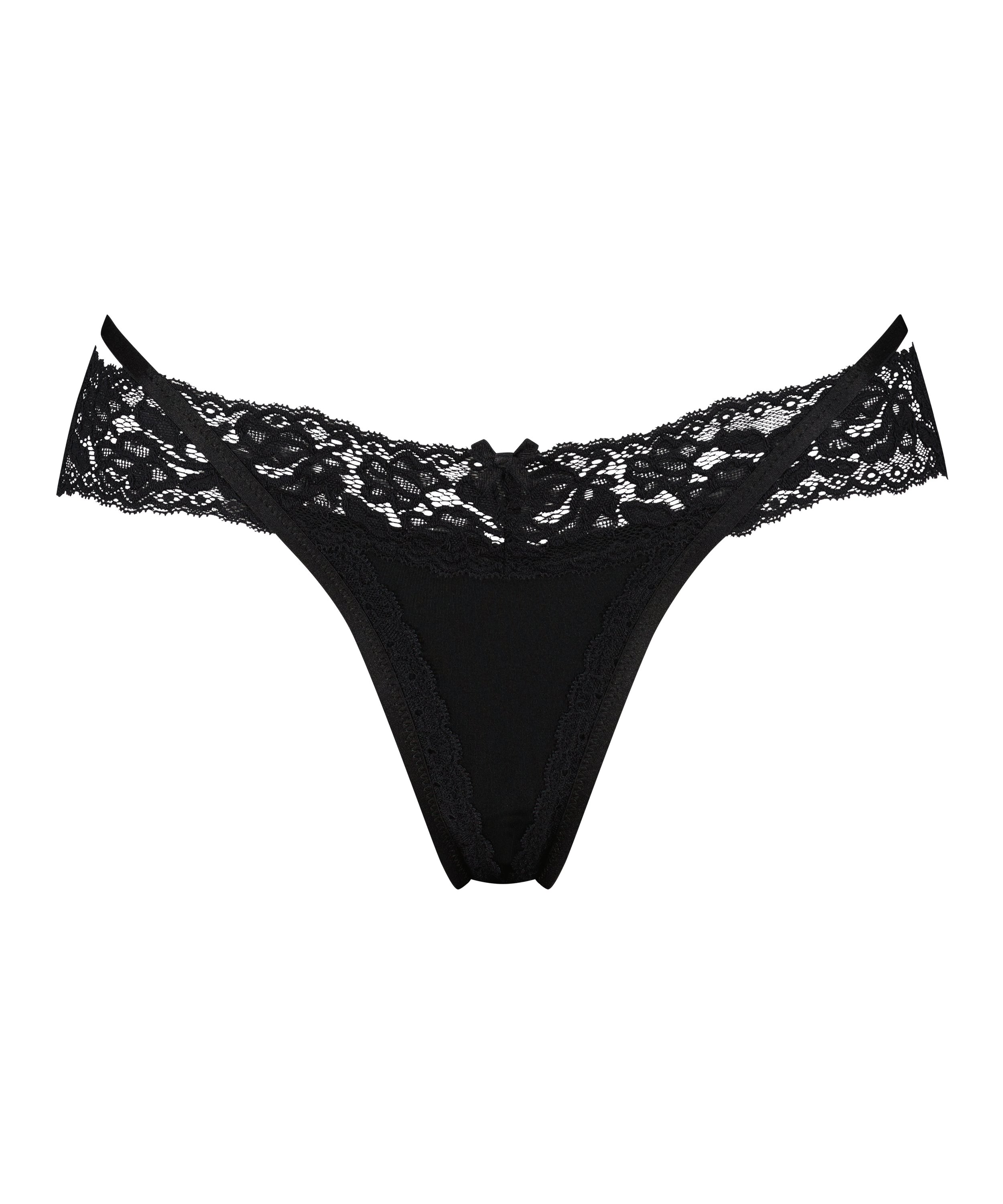 Elliena Extra Low V Thong, Black, main
