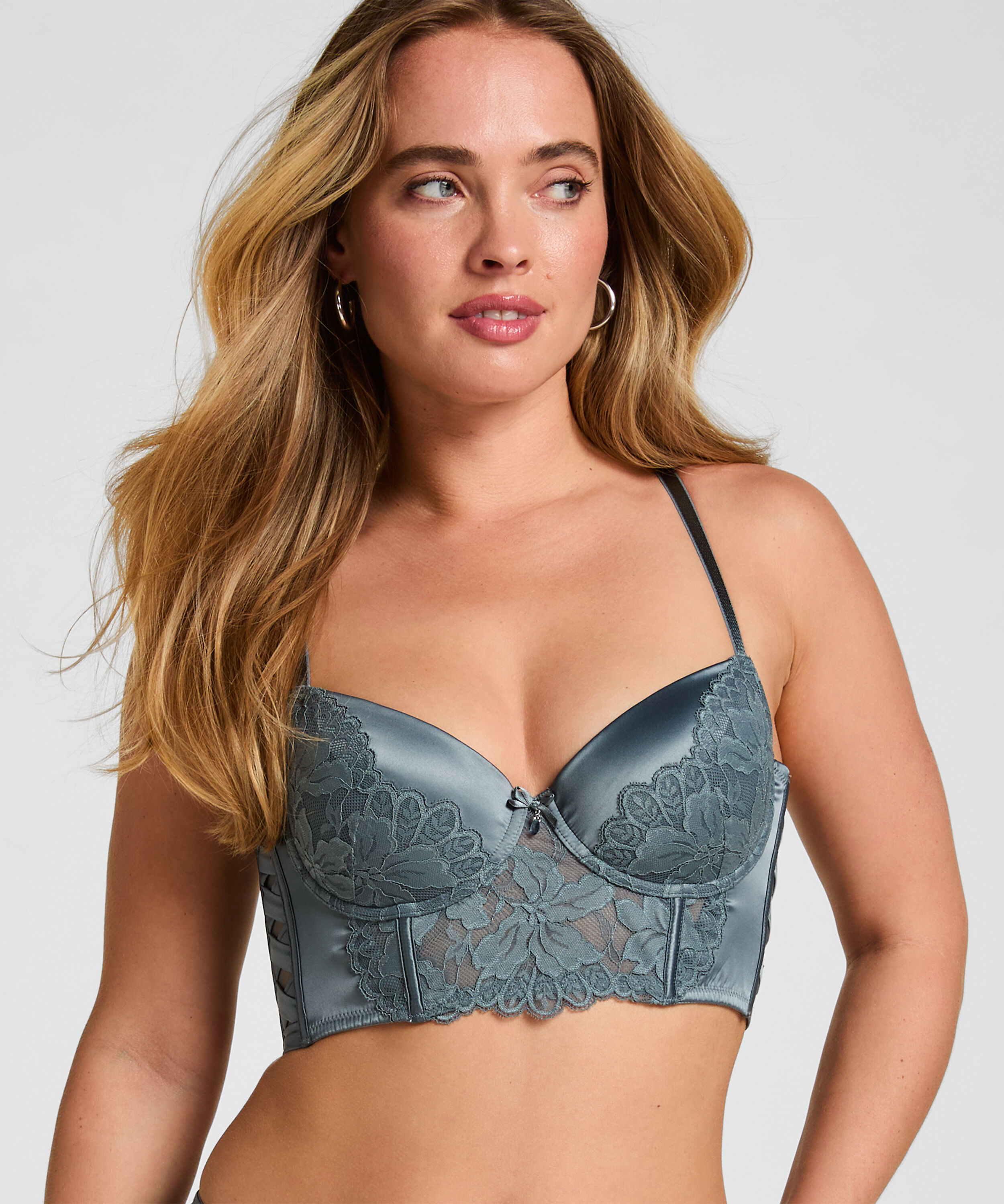 Padded Underwired Longline Bra Viktoria, Blue