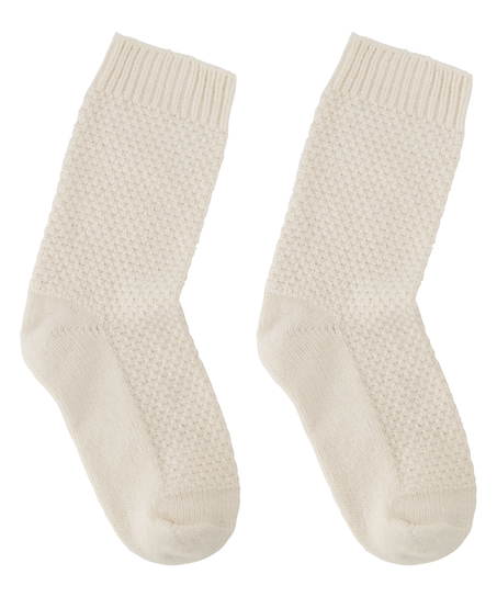 1 pair of knitted socks, White