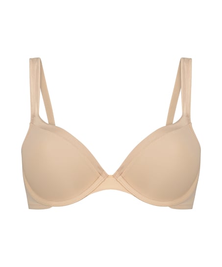 Padded Underwired Bra Satin Fleece, Beige