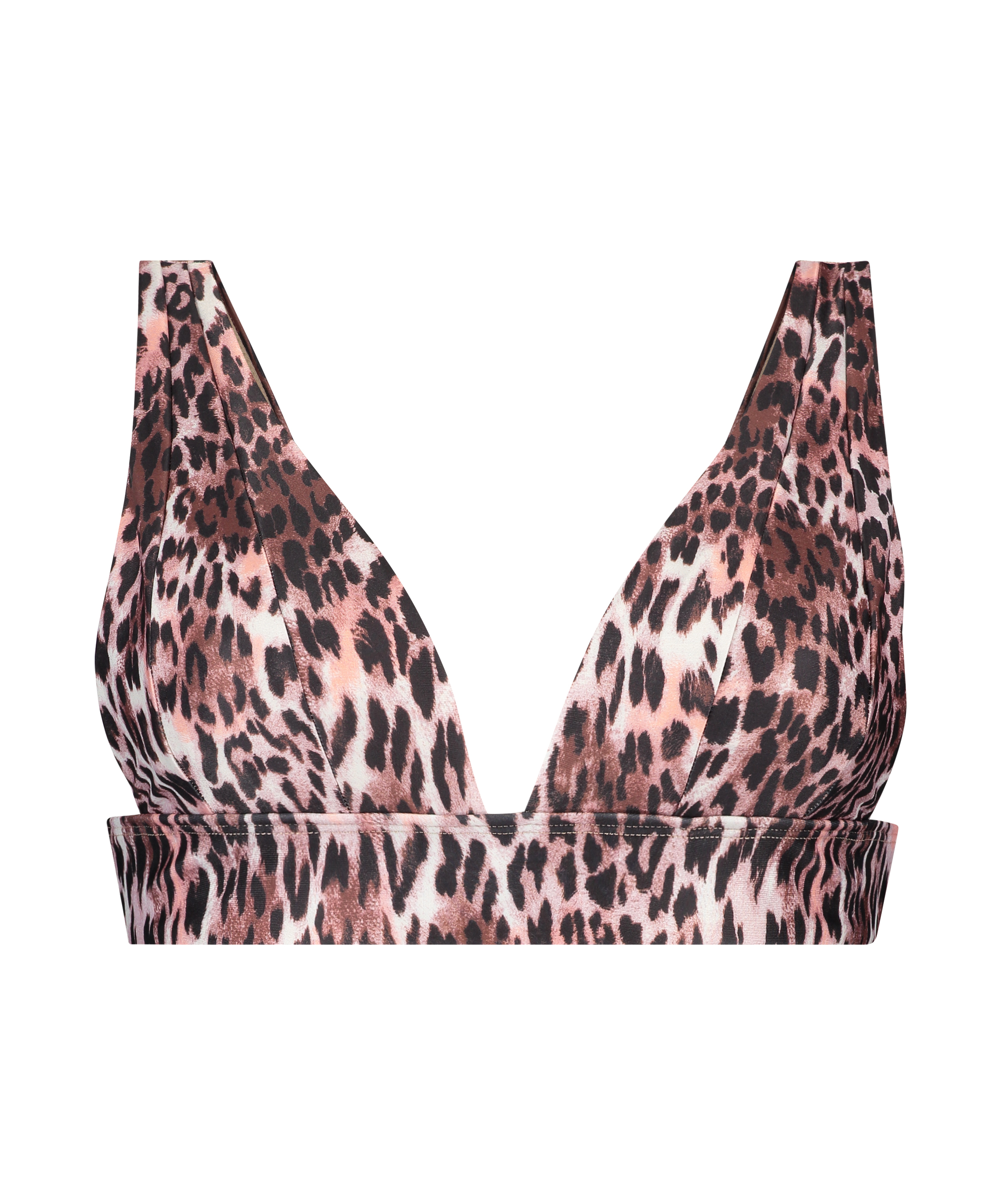 Leopard triangle bikini top, Black, main