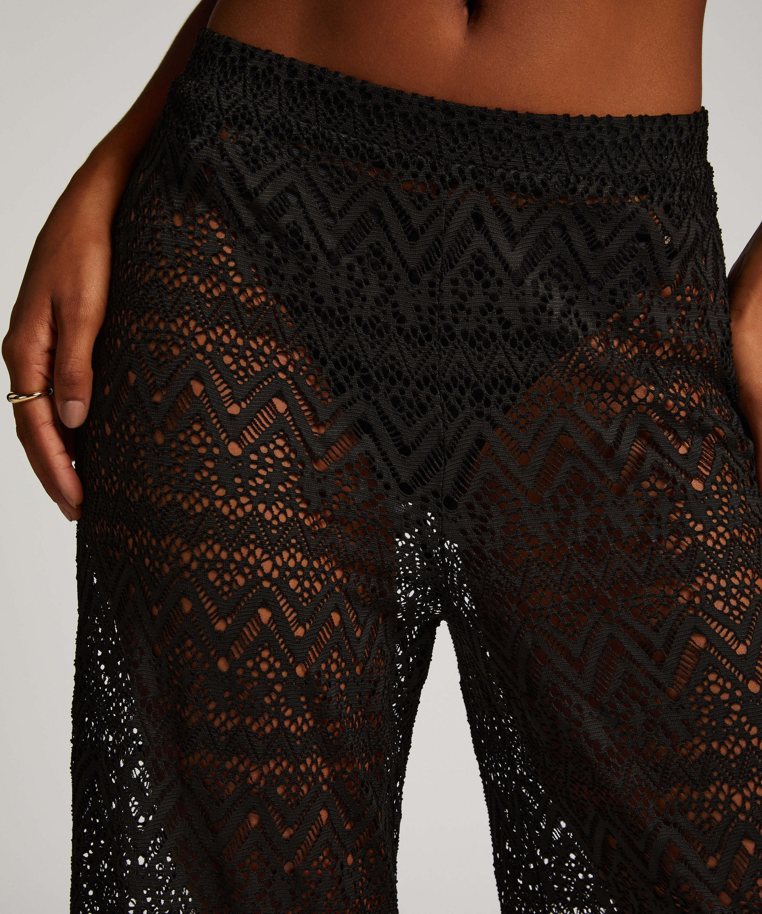 Lace Beach Pant, Black, main