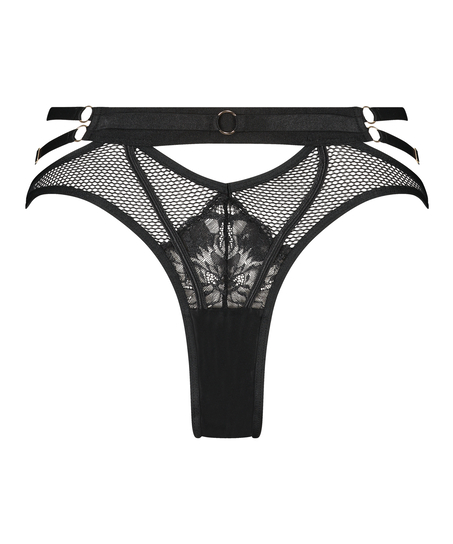 Pleasure Open-Crotch Brazilian Knickers, Black