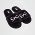 Bow Fake Fur Top slipper, Black