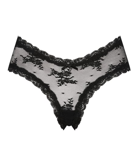 V-shaped Brazilian knickers mesh, Black