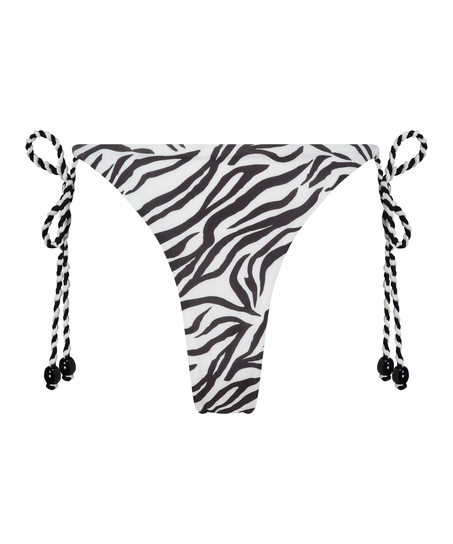 Doha Zebra Cheeky Tanga Bikini Bottoms, White