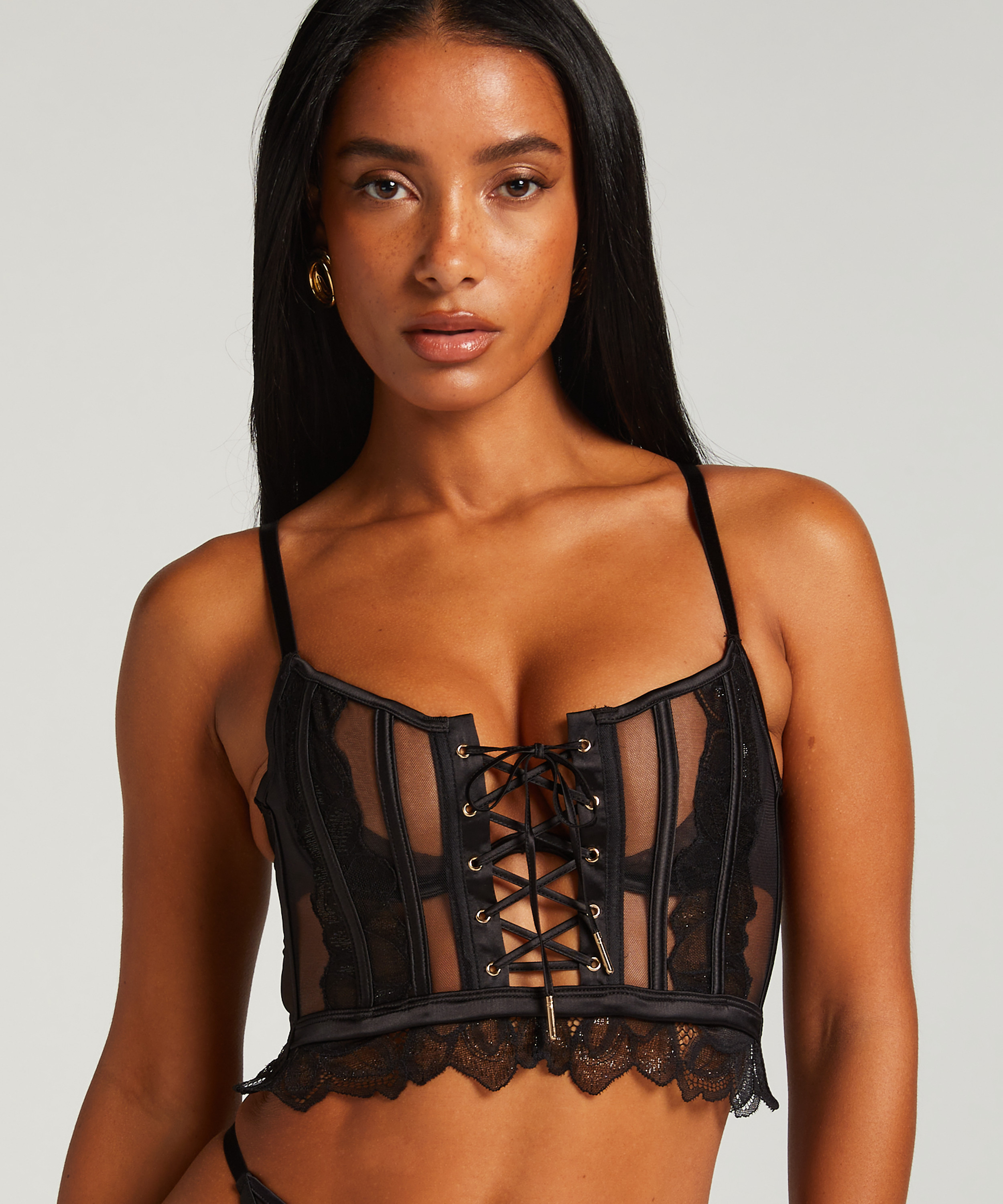 Cierra Non-Padded Underwired Longline Bra, Black, main