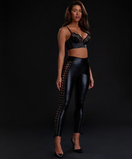 Lace-up leggings, Black