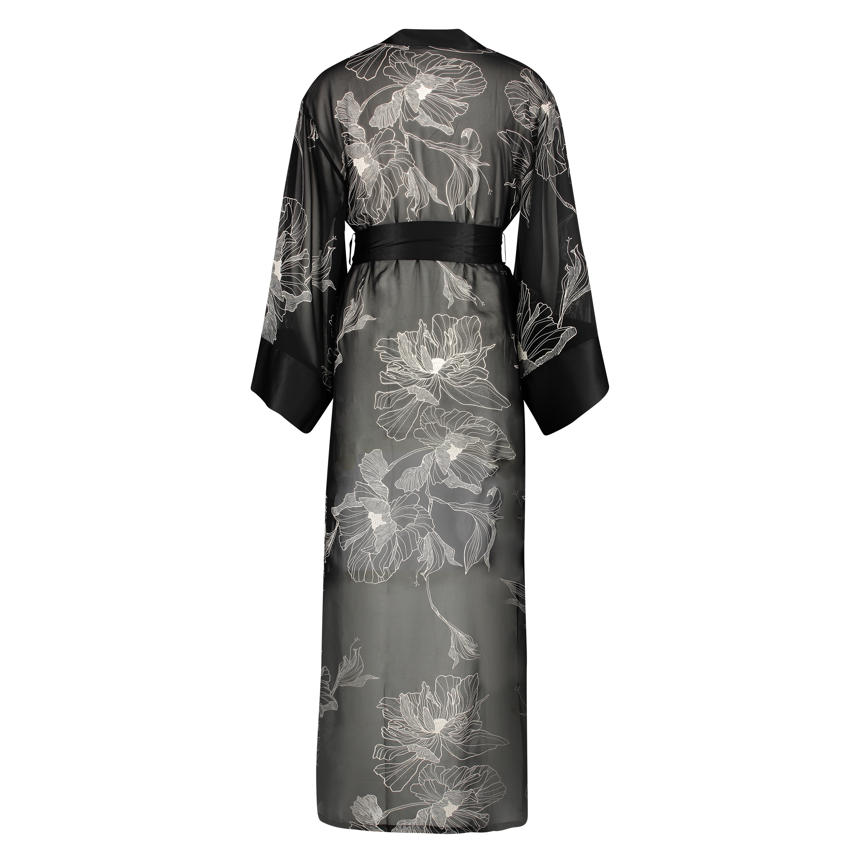 Lotus long chiffon kimono, Black, main