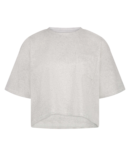 Short-sleeve velours top, Gray