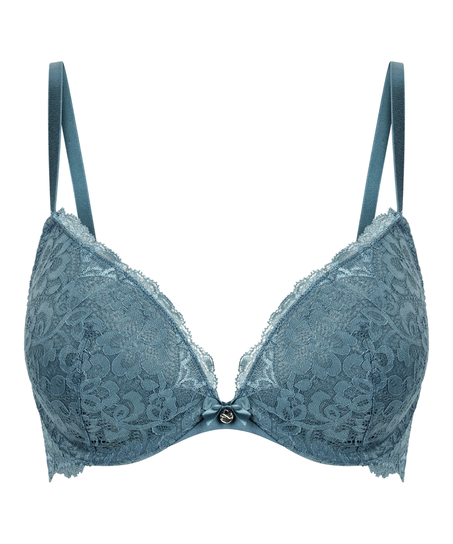 Marine Padded Push-Up Underwired Bra, Blue