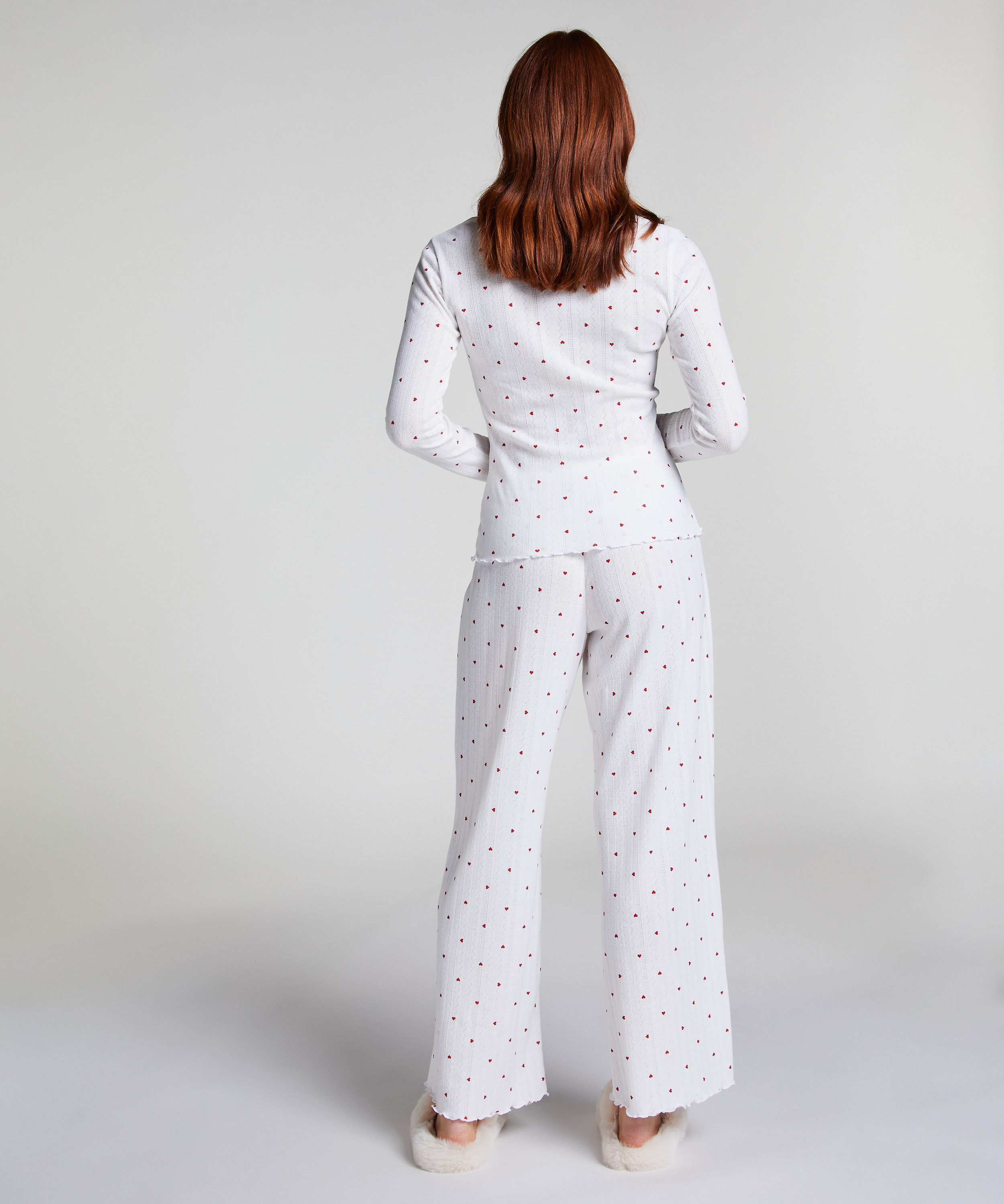 Pointelle Pyjama Top, White, main