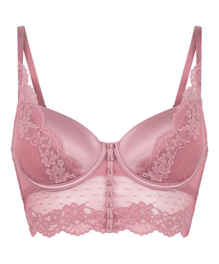 Laila Padded Underwired Longline Bra, Pink