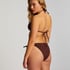 Scallop Lurex Cheeky Tanga Bikini Bottoms, Brown