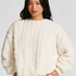 Top Cable Fleece, White
