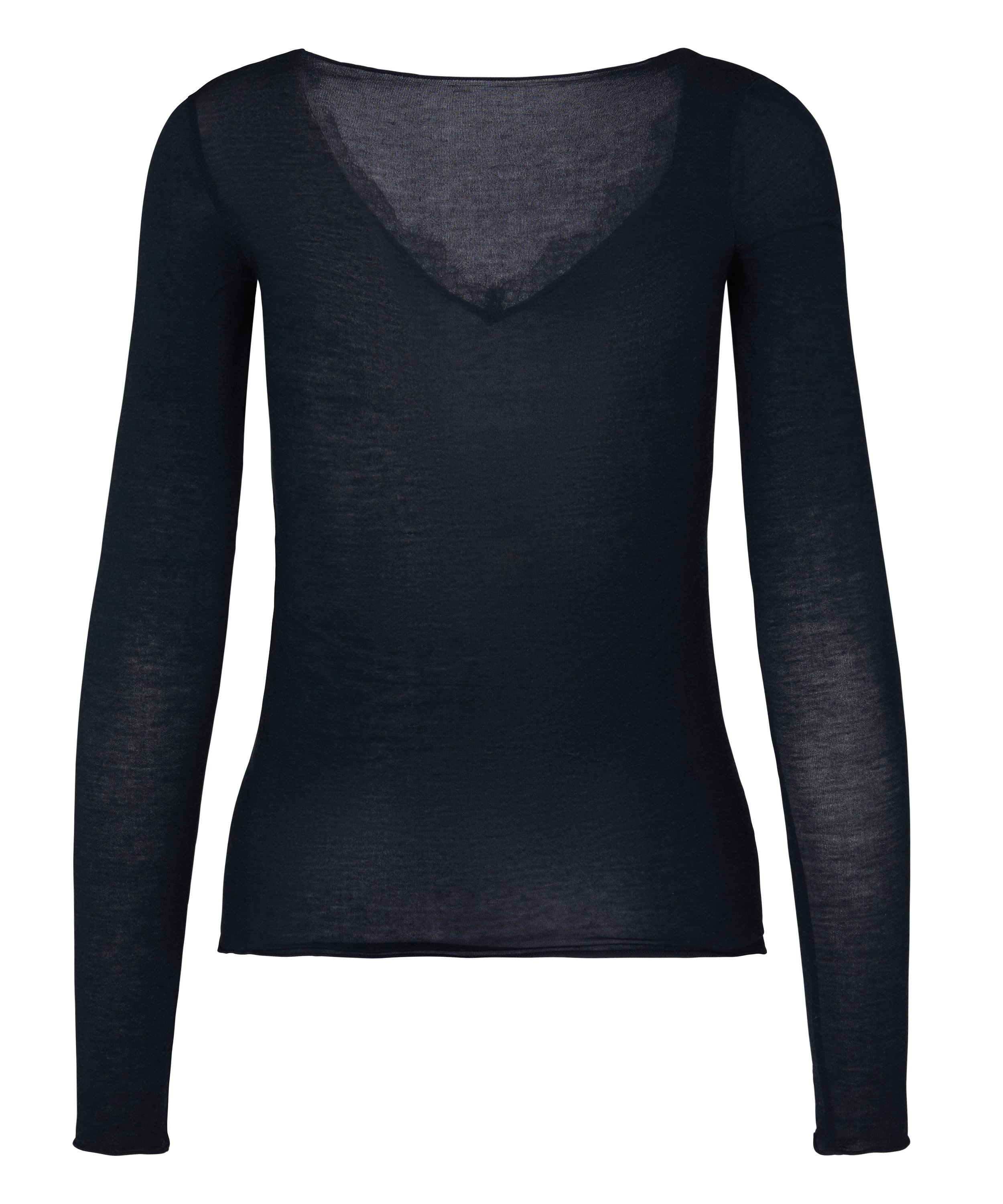 super soft Lace V-Neck shirt with Cashmere, Black, main