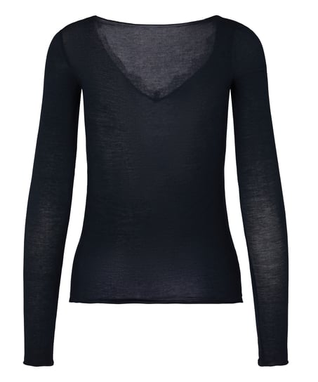 super soft Lace V-Neck shirt with Cashmere, Black