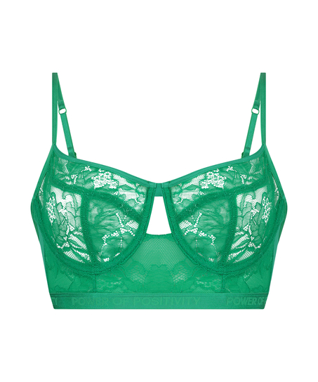 Fire non-padded longline underwired bra, Green