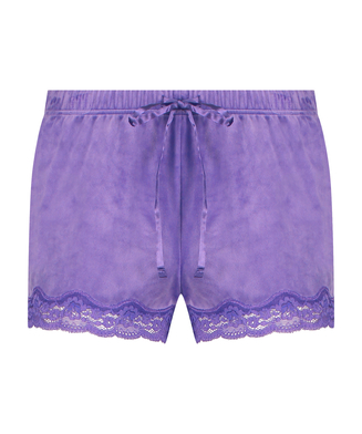 Velvet lace shorts, Purple