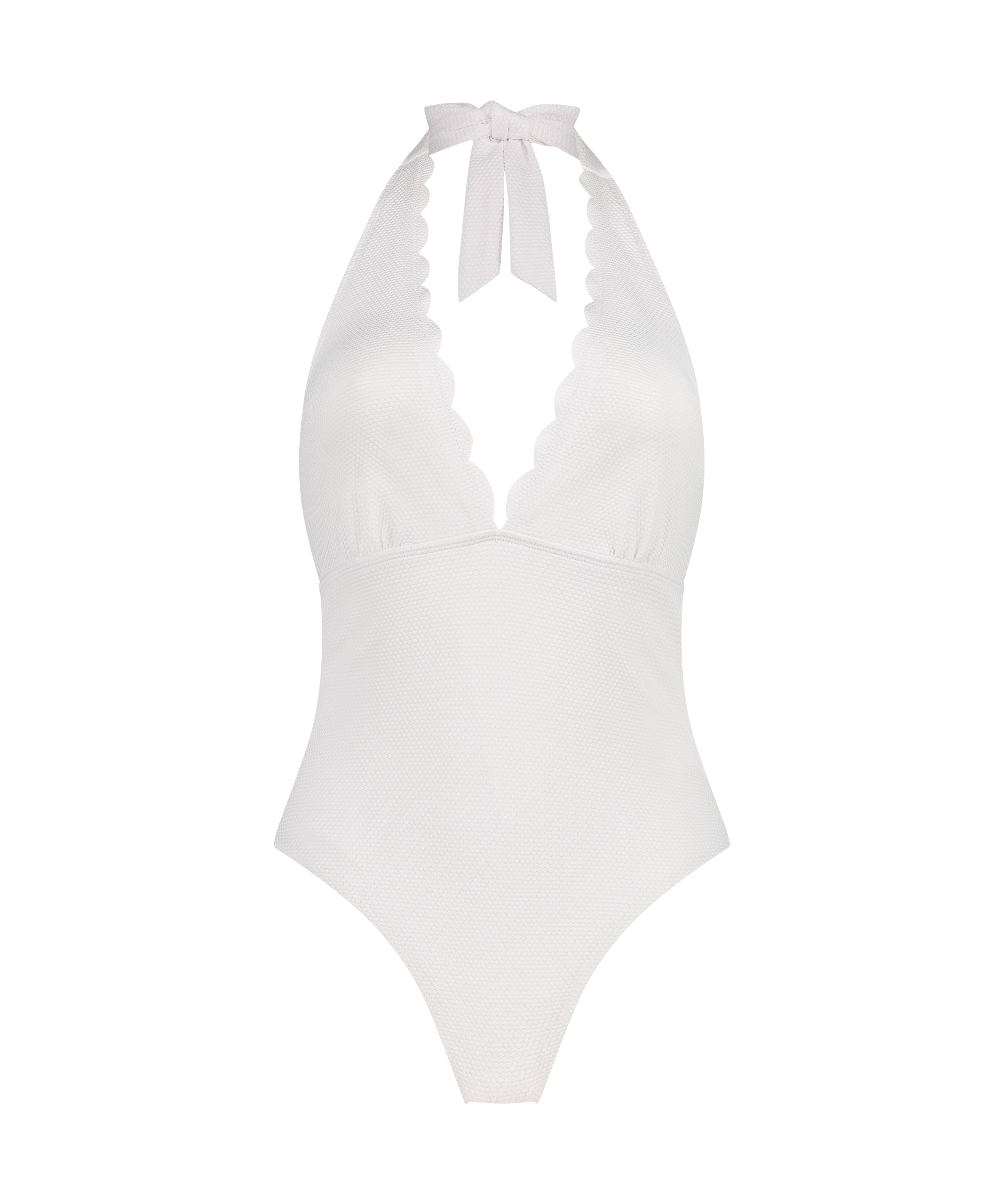 Shaping Scallop Swimsuit, White, main