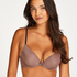 Plunge Padded Underwired Bra, Brown