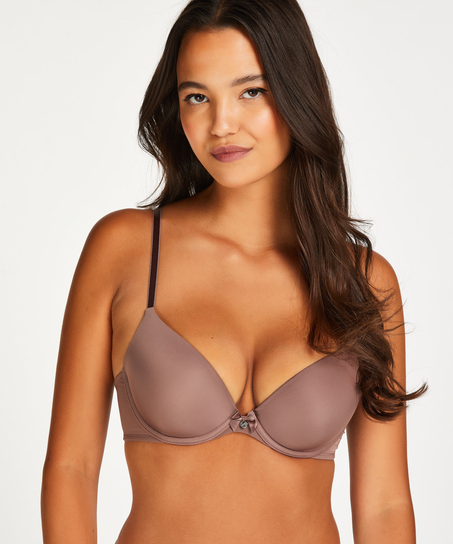 Plunge Padded Underwired Bra, Brown