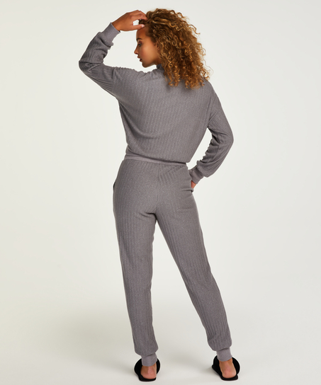 Petite Brushed Rib Pyjama Pants, Gray