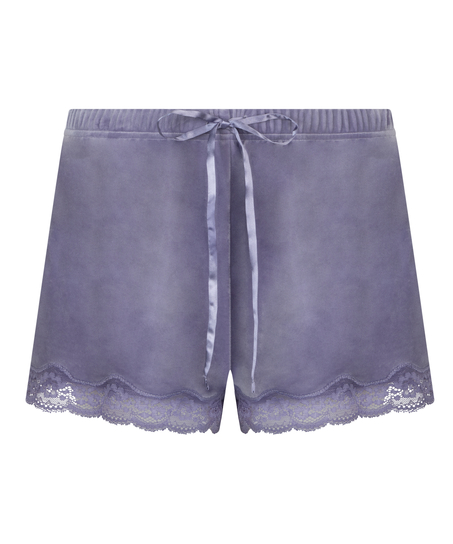 Velvet lace shorts, Purple