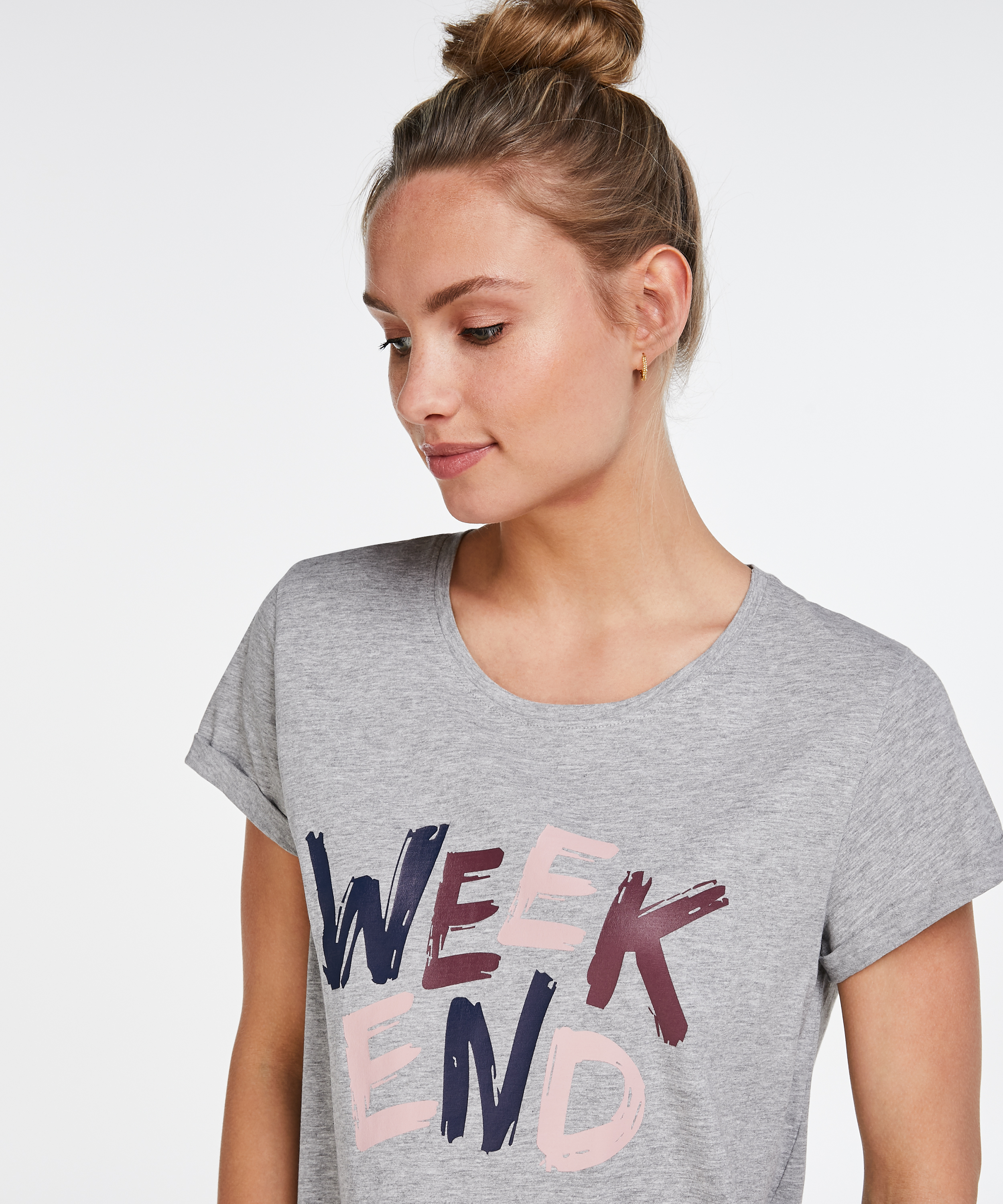 Round Neck Nightshirt, Gray, main