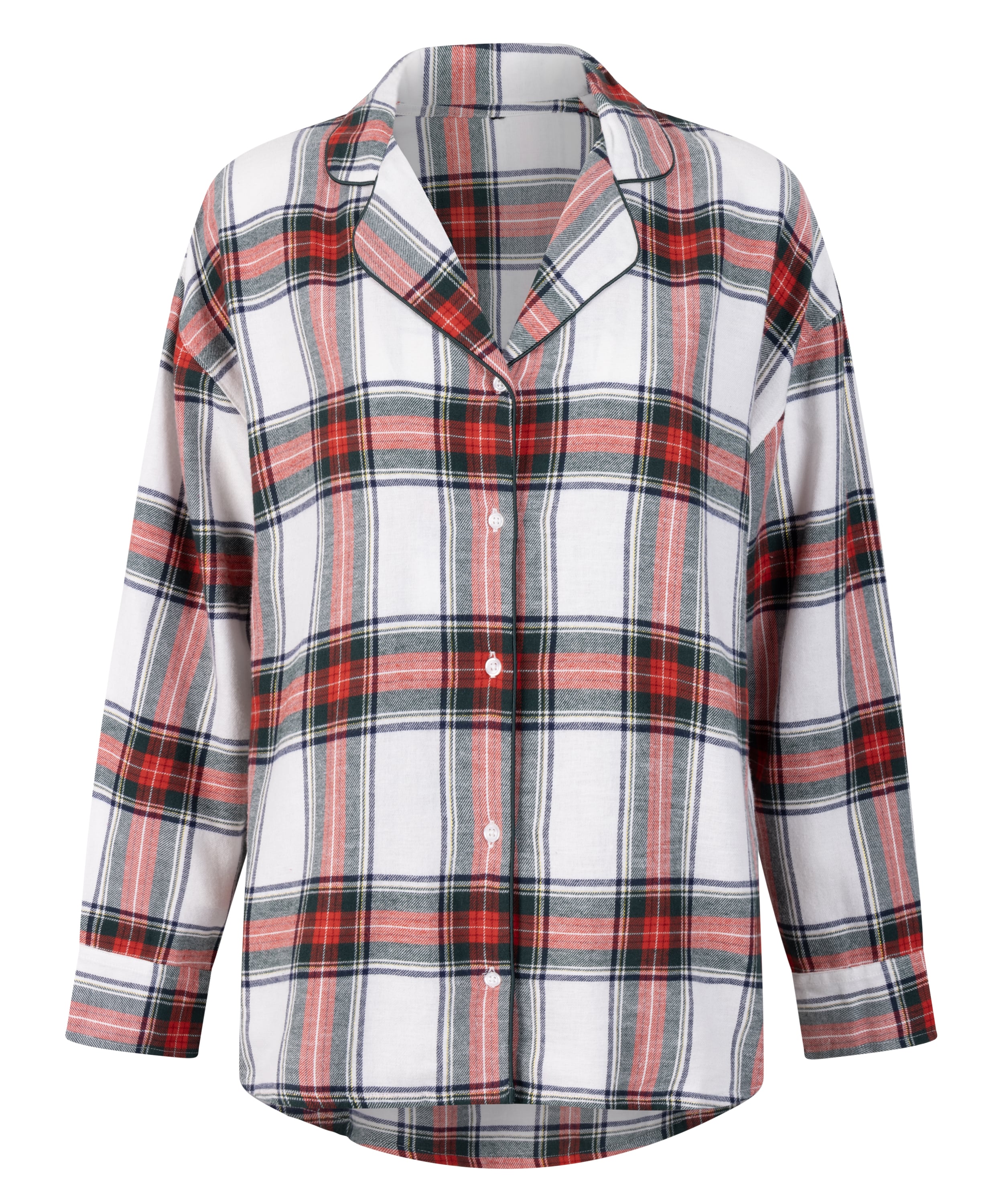 Flannel Pyjama Top, White, main