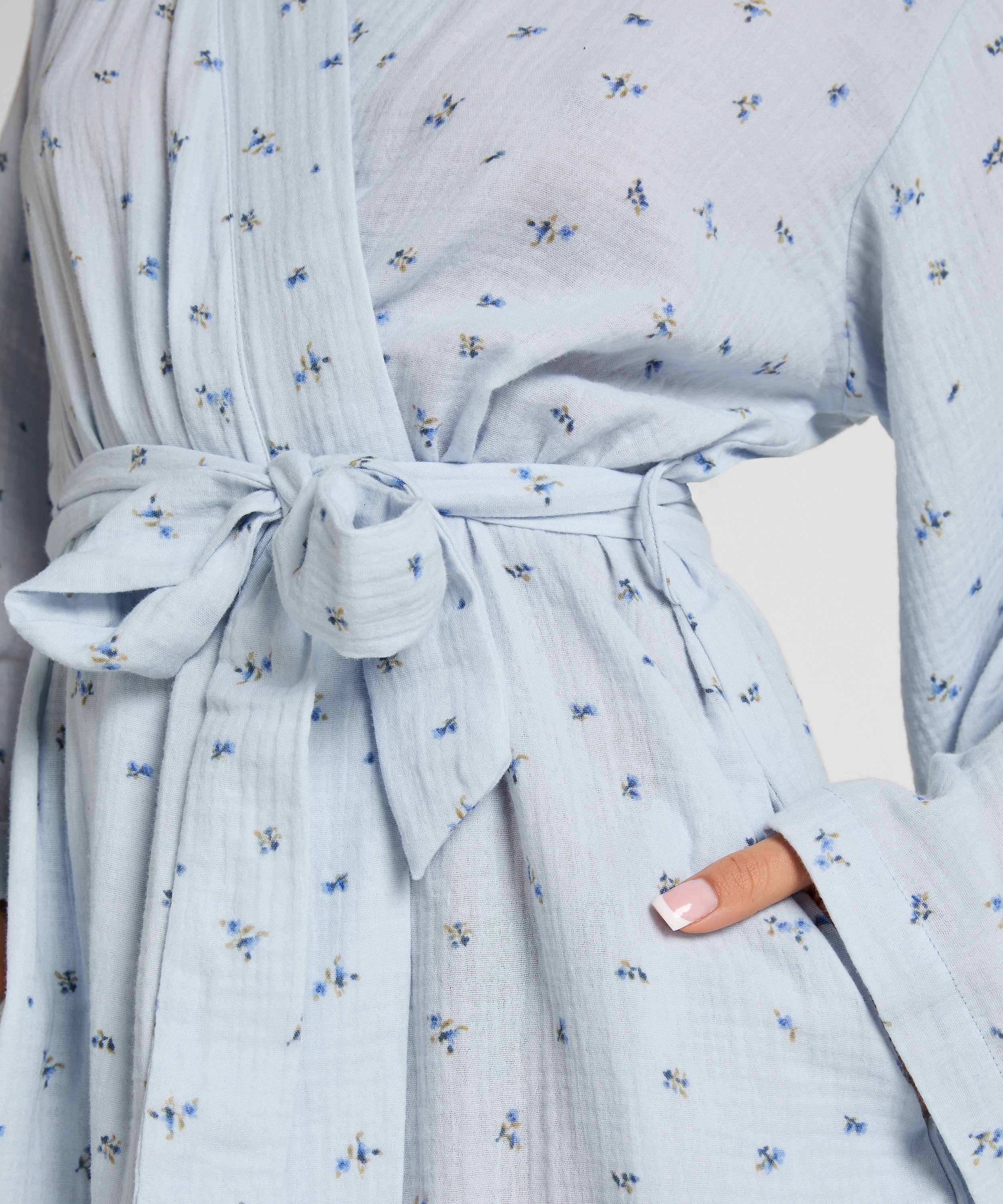 Muslin Robe Short, Blue, main