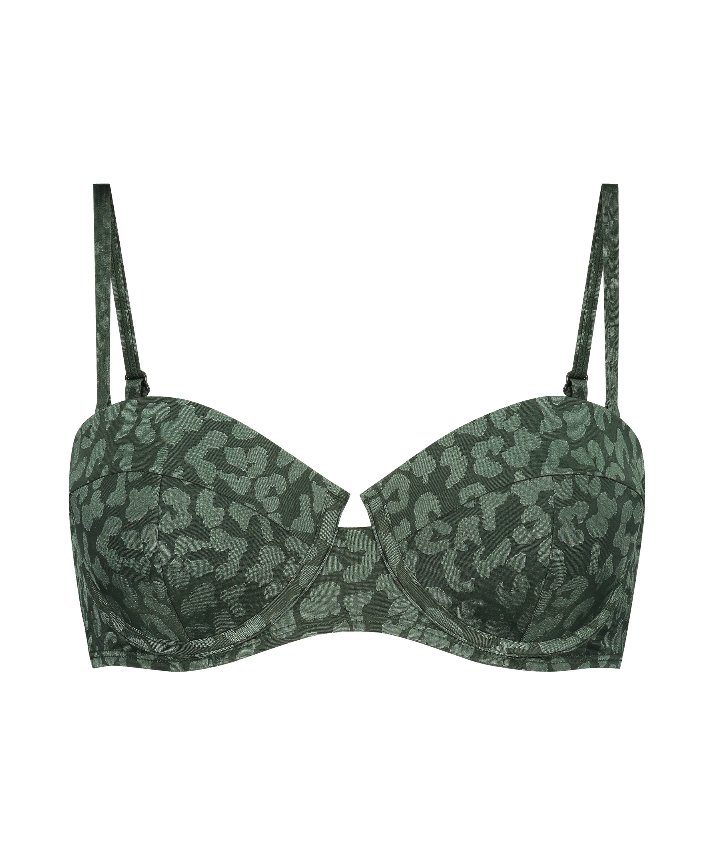 Tonal Leo Padded push-up underwired bikini top Cup A - E, Green, main