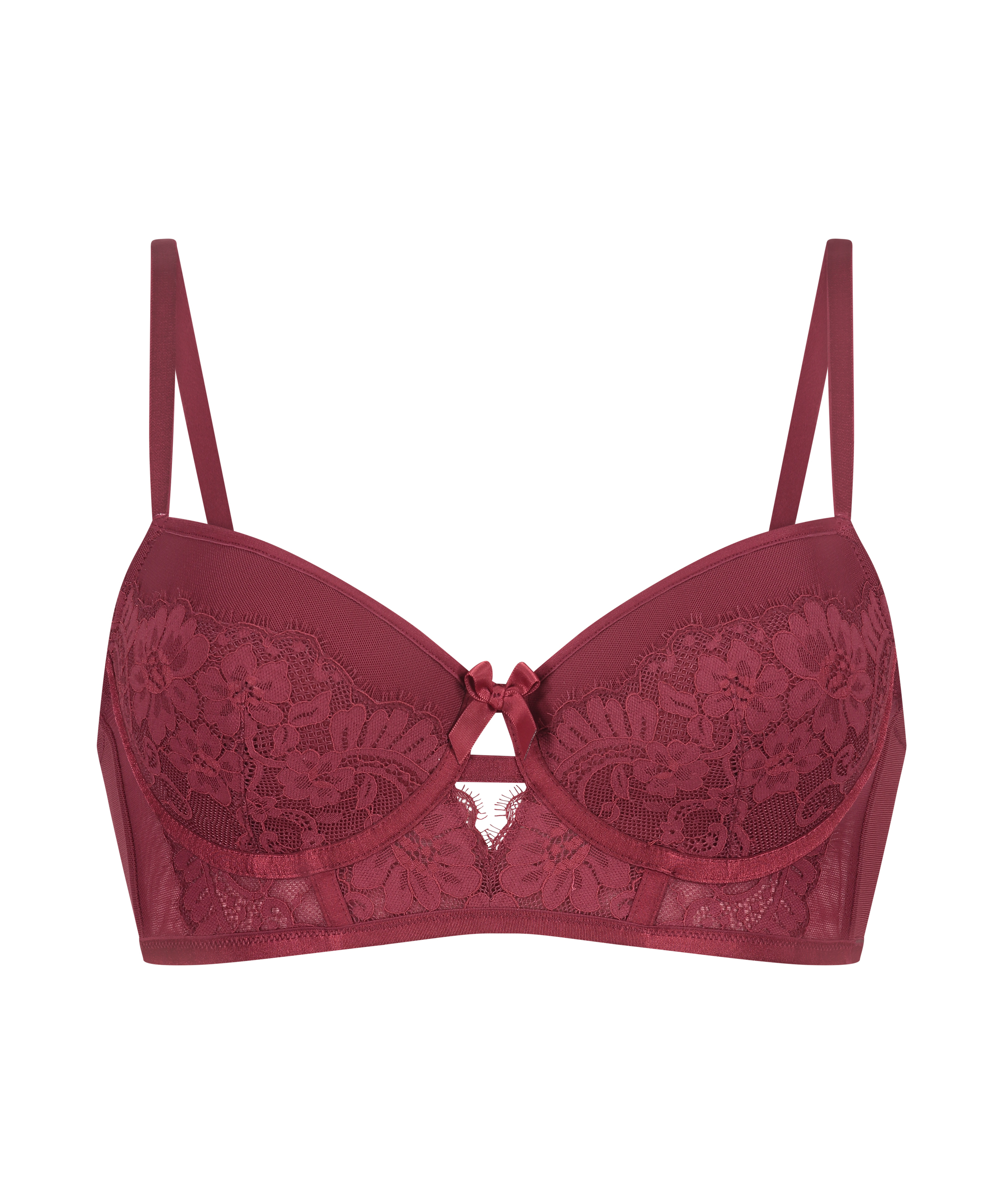 LouLou Padded Longline Underwired Bra, Red, main