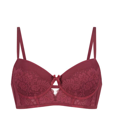 LouLou Padded Longline Underwired Bra, Red