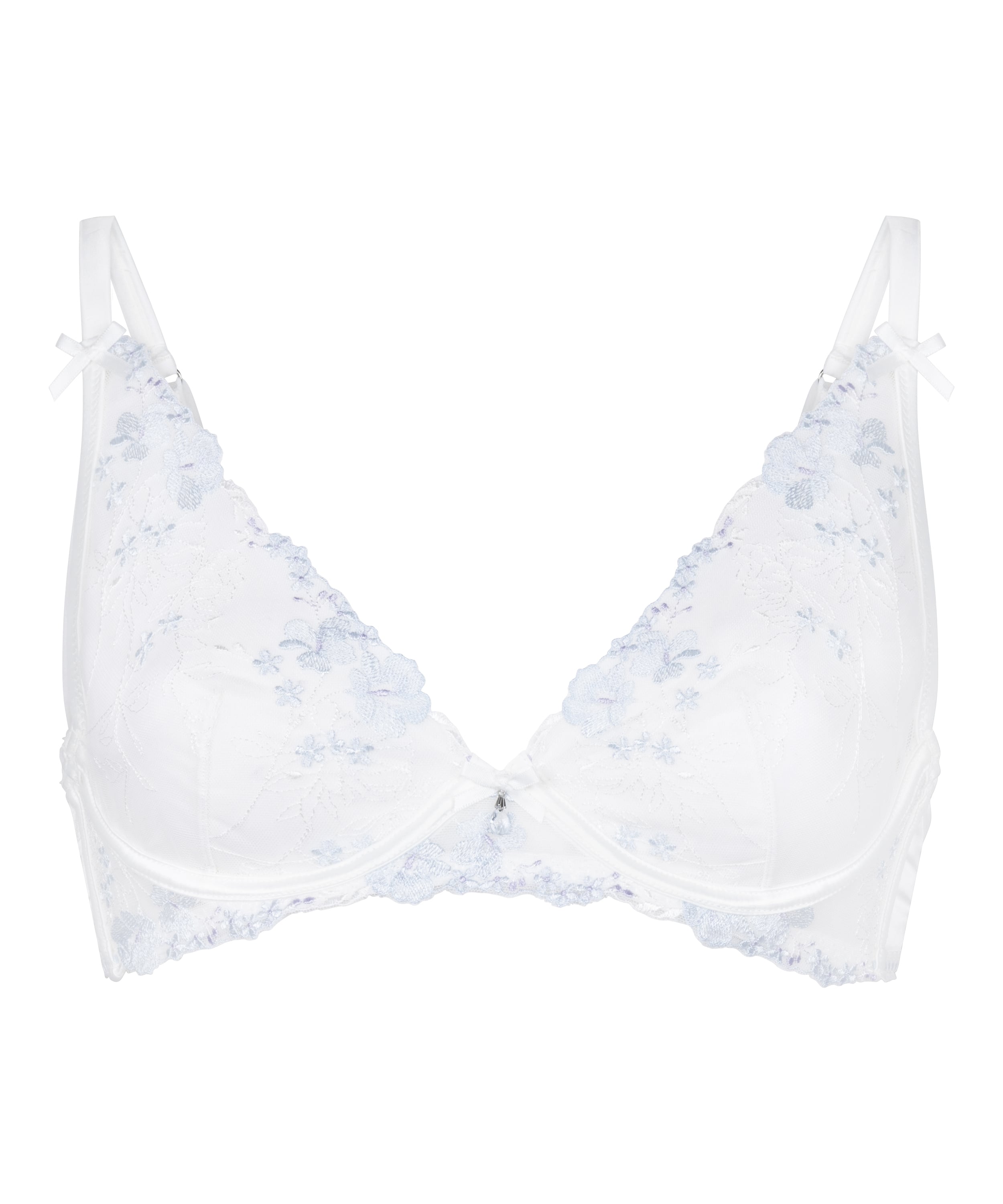 Non-Padded Underwired Longline Bra Peonie, White, main