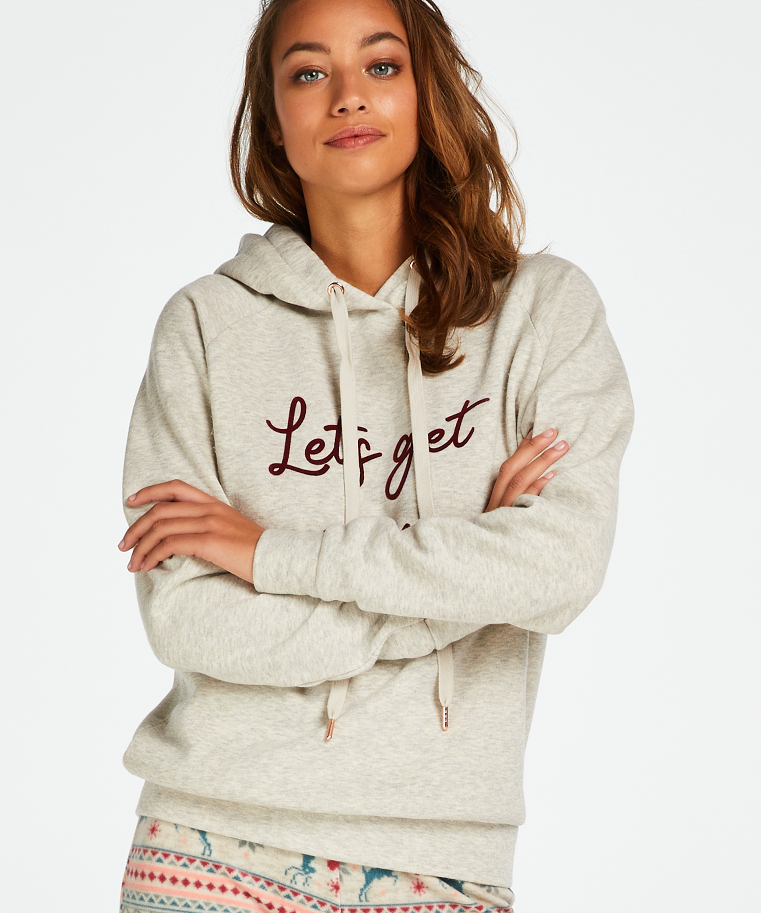 Longsleeved Hoodie, Beige, main